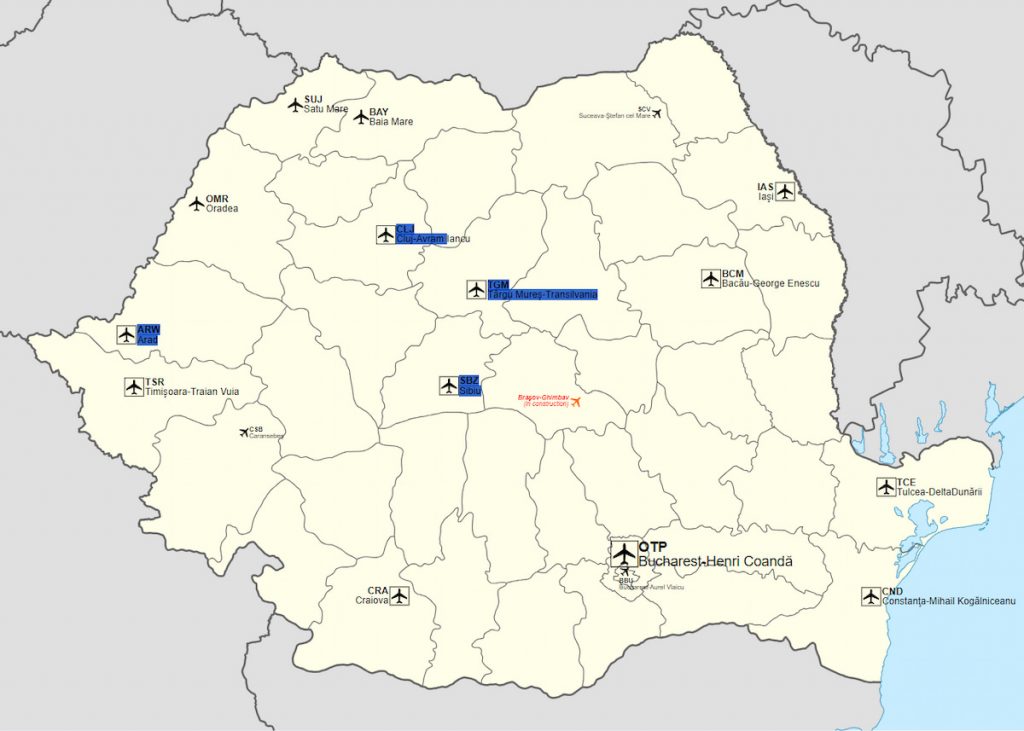 Romania Airport Map